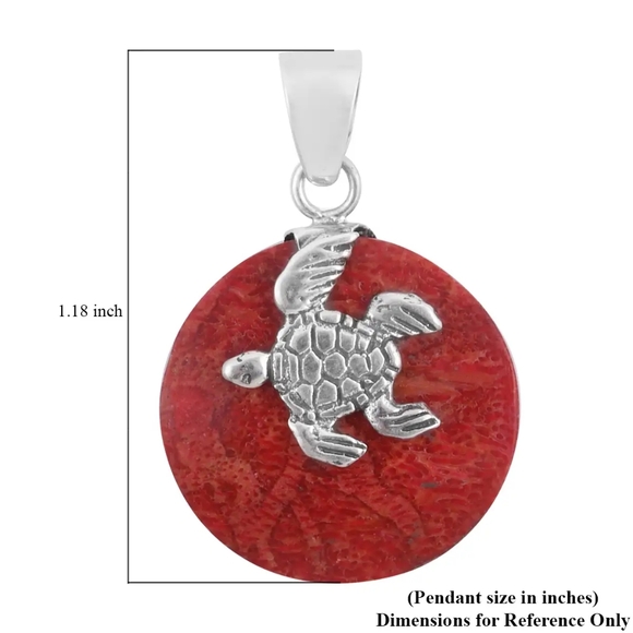 Sponge Coral Turtle Pendant in Sterling Silver - Picture 5 of 5